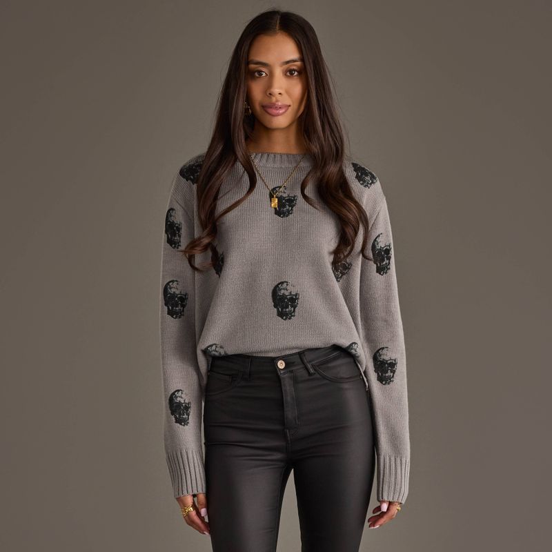 Gray Skull Sweater