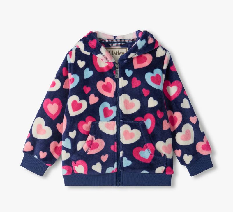 Hatley Bunches of Hearts Fleece Zip-up Hoodie
