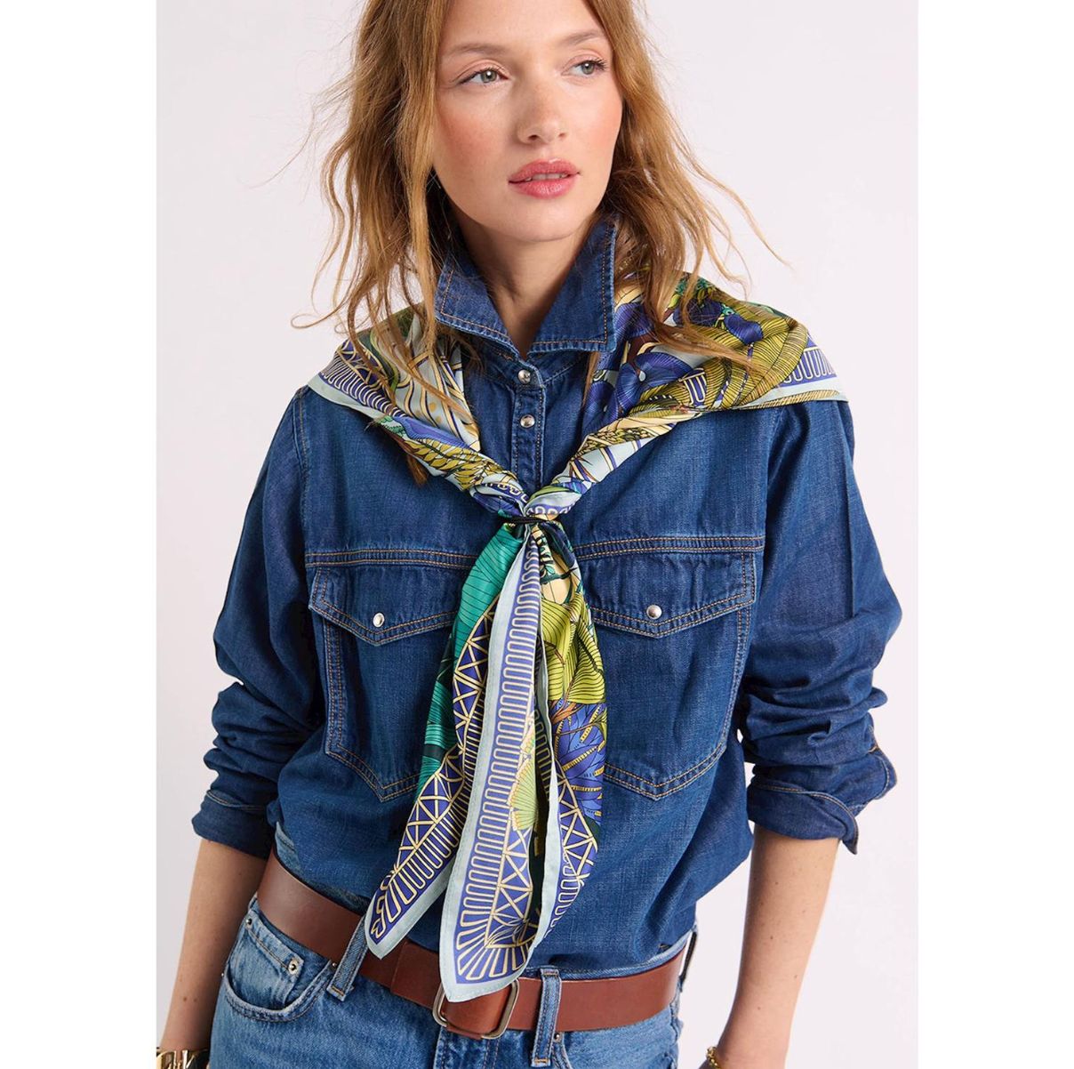 Jardin D'Hiver Blue Medium Square Scarf Jardin D'Hiver Blue Medium Square Scarf