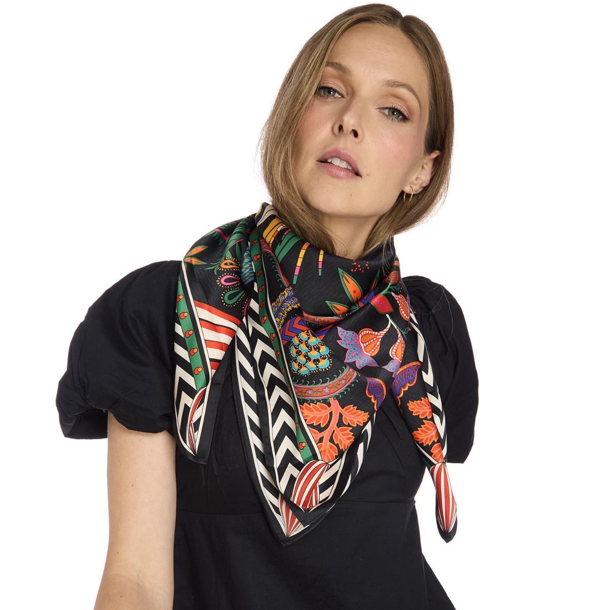 Magic India Print Black Medium Square Scarf