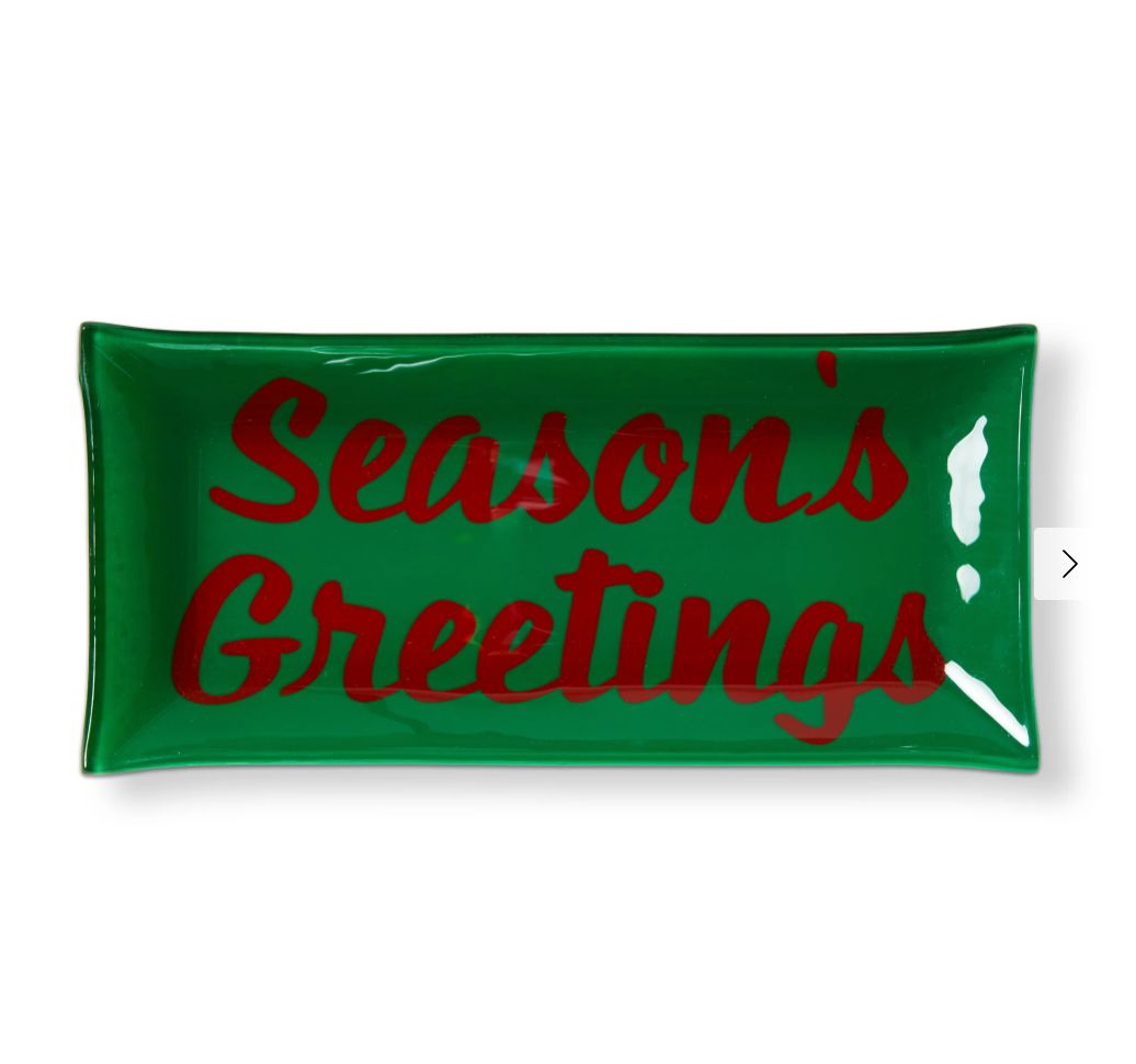 Seasons Greetings Glass Trinket Tray