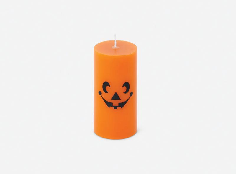 Pumpkin Face Pillar Candle