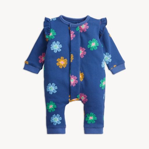 Magnetic Navy Floral Terry Baby Girls Romper Magnetic Navy Floral Terry Baby Girls Romper, Size: 0-3M