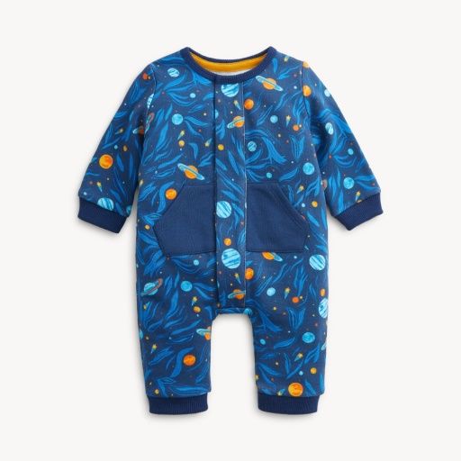 Magnetic Space French Terry Baby Romper, Size: 0-3M