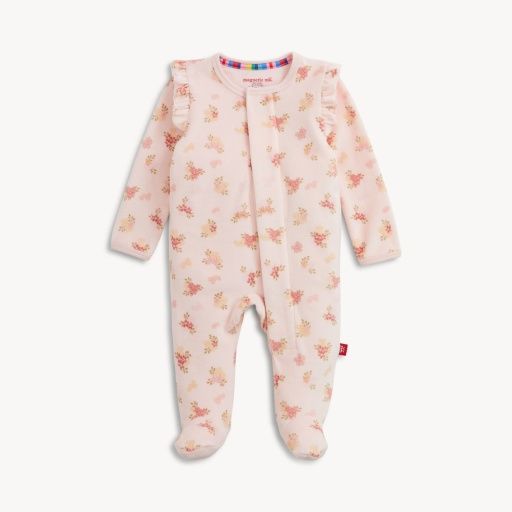 Magnetic Floral Girls Velour Footie