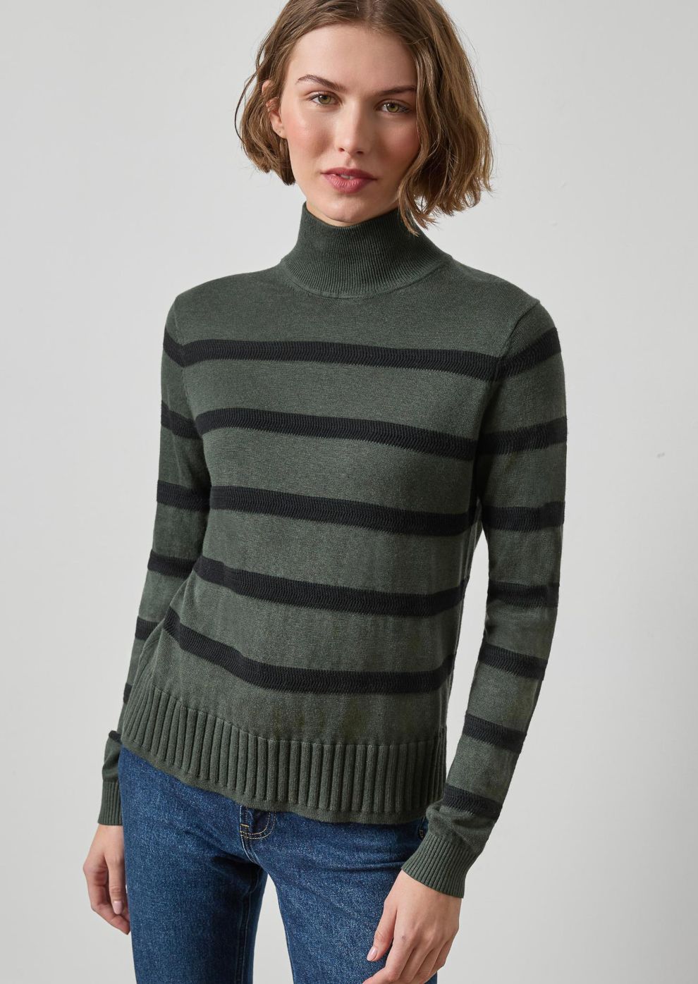 Lilla P Textured Stripe Turtleneck Sweater : Balsam Stripe
