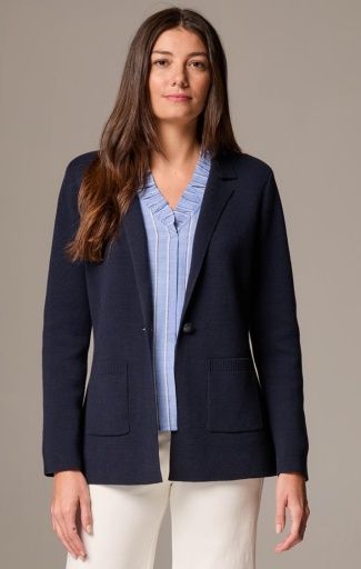 Nic + Zoe Elegant Knit Blazer Indigo Nic + Zoe Elegant Knit Blazer Indigo, Size: XS