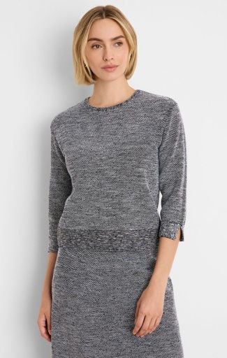 Nic + Zoe Tweed Stitch Sweater Indigo