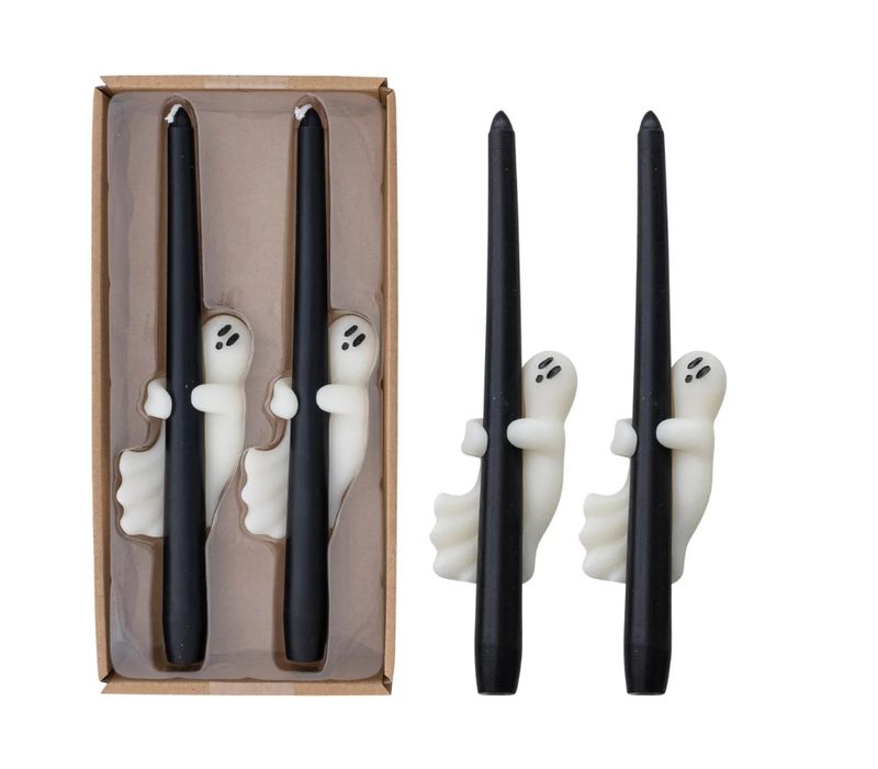 Ghost Taper Candles in Box Black & White