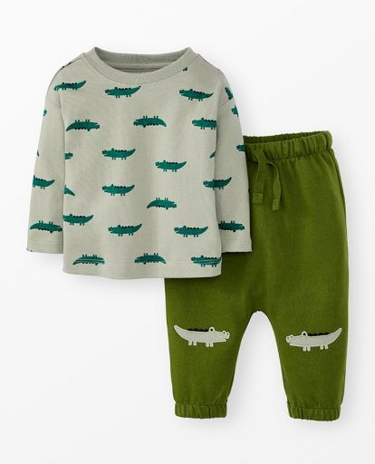 Hannah Anderson Long Sleeve Short Pants Set Alligator Hannah Anderson Long Sleeve Short Pants Set Alligator, Size: 50 (0-3 Months)