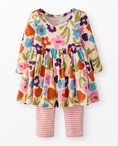 Hanna Andersson Long Sleeve Skater Dress & Legging Set, Size: 50 (0-3 Months)