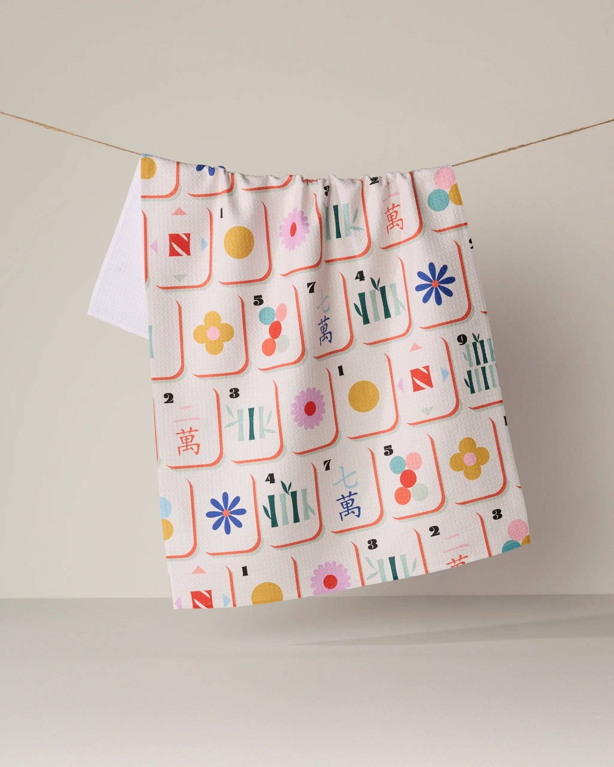 Geometry Tile Toss Tea Towel - Mahjong Geometry Tile Toss Tea Towel - Mahjong