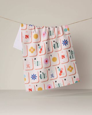 Geometry Tile Toss Tea Towel - Mahjong