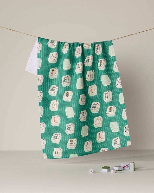 Geometry Tile Flow Tea Towel - Mahjong