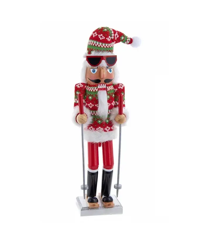Wooden Ski Santa Nutcracker