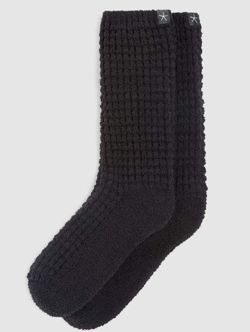 Barefoot Cozy Chic Waffle Socks, Color: Black
