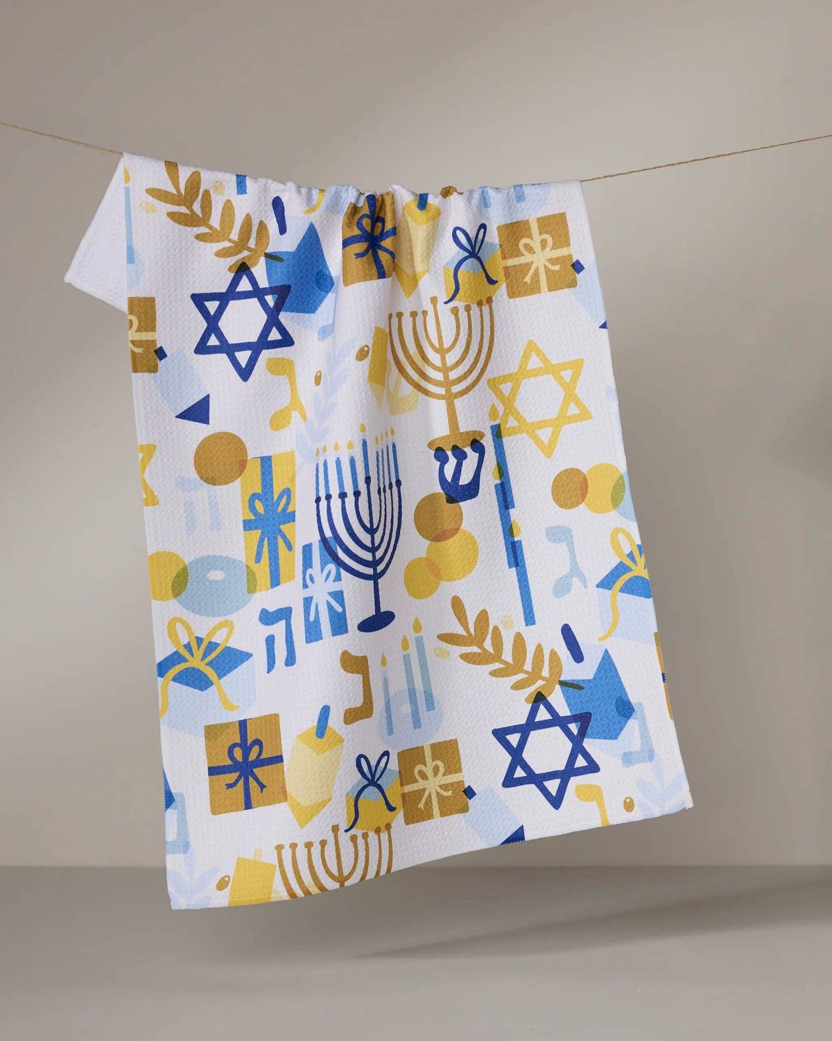 Geometry Hanukkah is Here Tea Towel