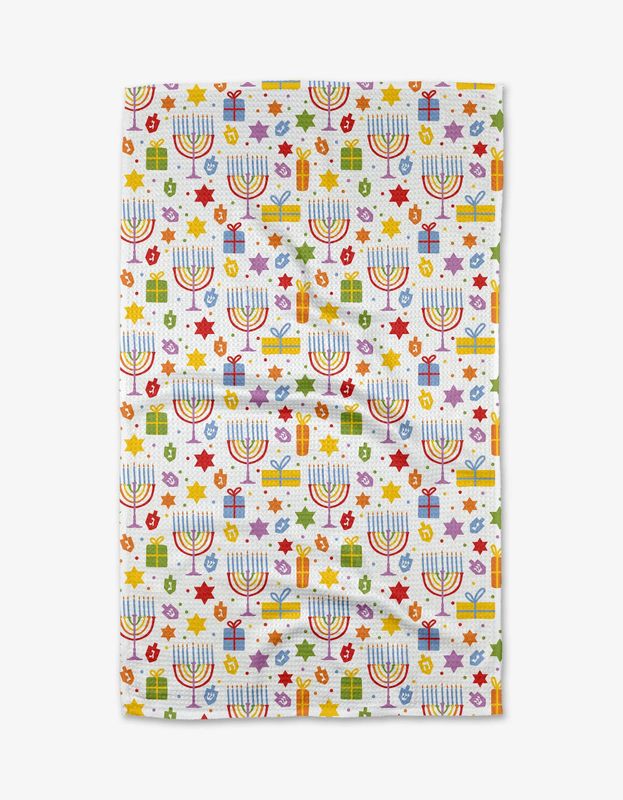 Geometry Hanukkah Oh Hanukkah Tea Towel
