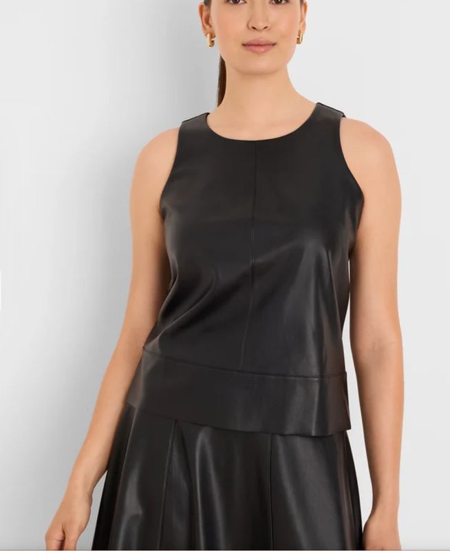 Nic + Zoe Vegan Leather Sleeveless Top