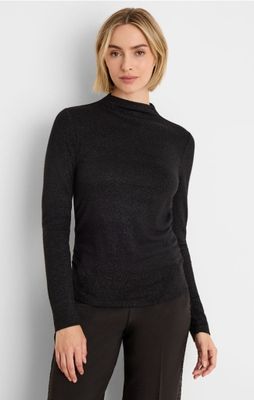 Nic + Zoe Everyday Sparkle Ruched Top Black Onyx