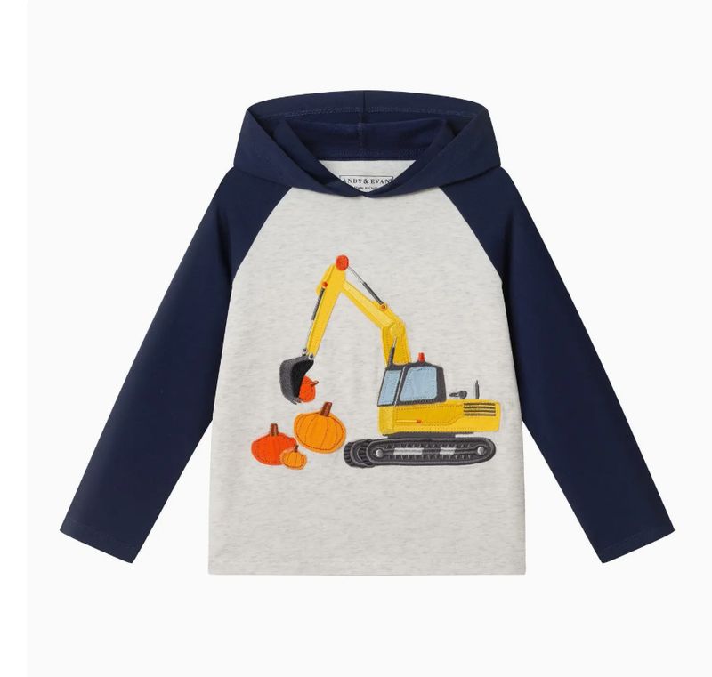 Andy & Evan Hooded Raglan Tee Pumpkin Excavator