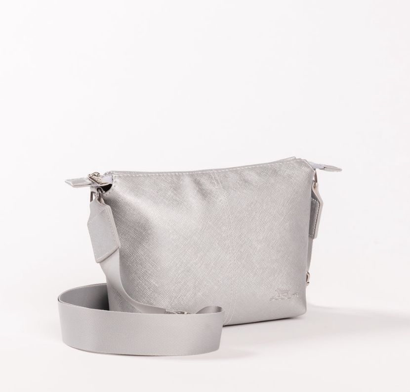 Emily Crossbody - Silver Faux Leather