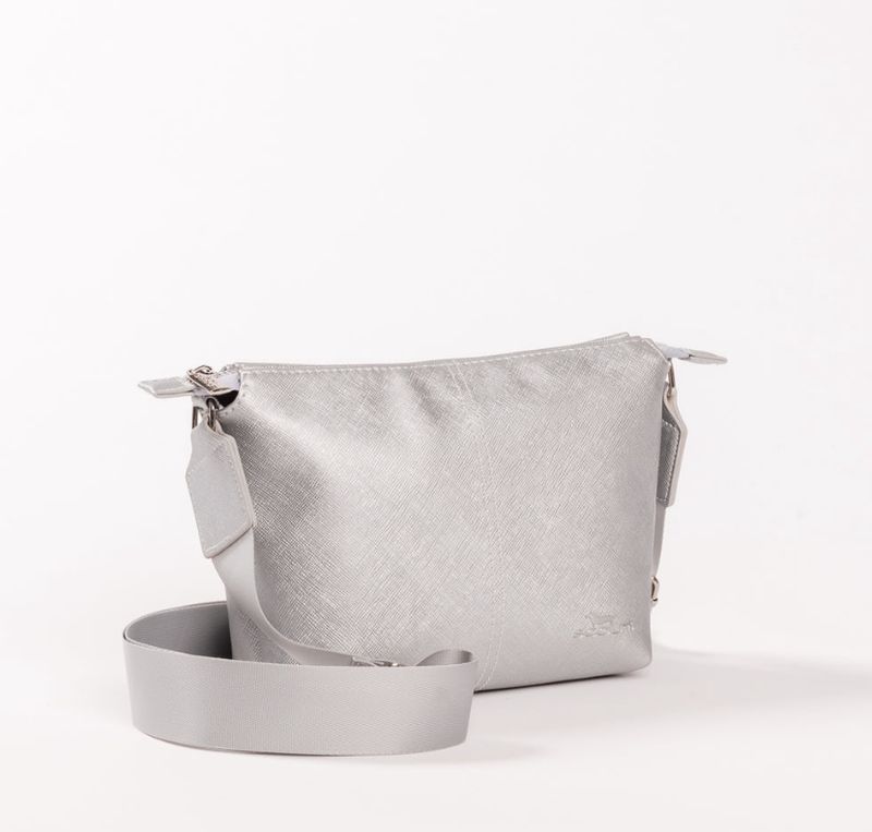 Emily Crossbody - Silver Faux Leather