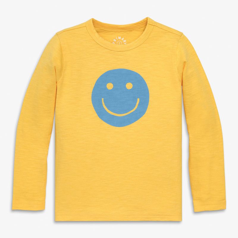 Primary Kids long sleeve happy face tee