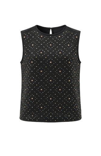 Liverpool Sleeveless Embellished Tank Black, Size: XS