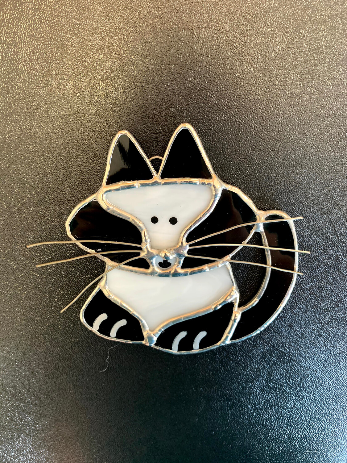Glass Black And White Cat Ornament by Julie Cooper