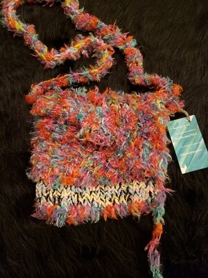 Cell phone satchel or purse with pattern stripe- Knitted Bags by Hazel