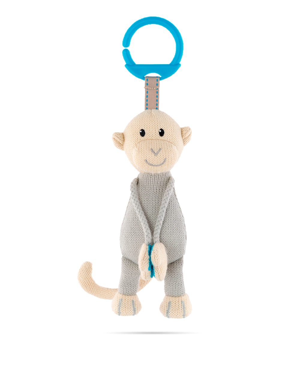 Matchstick Monkey Knitted Hanging Monkey - Blue
