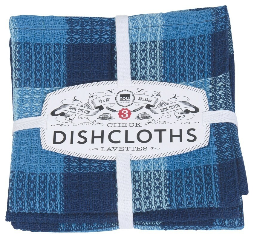 Now Designs Check-It Dishcloths (Set of 3) - Indigo