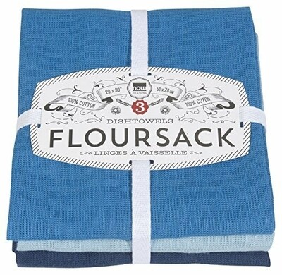 Now Designs Floursack Dishtowels (Set of 3) - Indigo/Moonlight/Cool Blue
