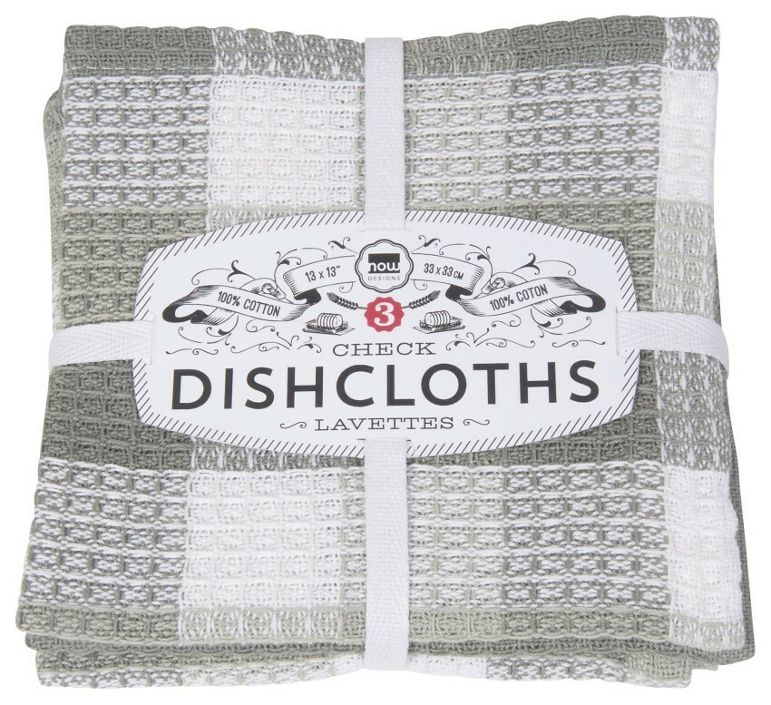Now Designs Check-It Dishcloths (Set of 3) - London Gray