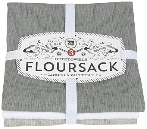 Now Designs Floursack Dishtowels (Set of 3) - London/White/Gray