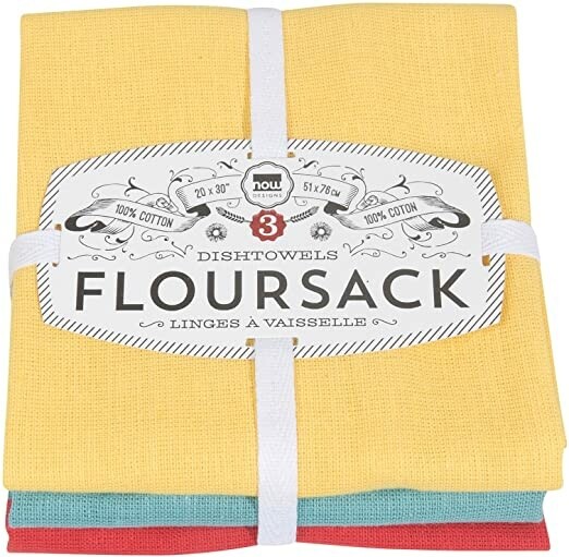 Now Designs Floursack Dishtowels (Set of 3) - Lemon/Turquoise/Grenadine