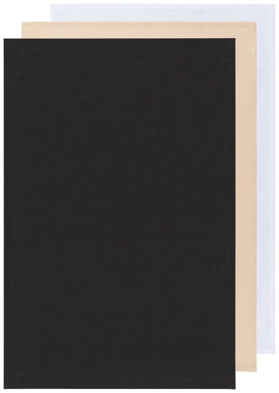 Now Designs Floursack Dishtowels (Set of 3) - Black/Oyster/White