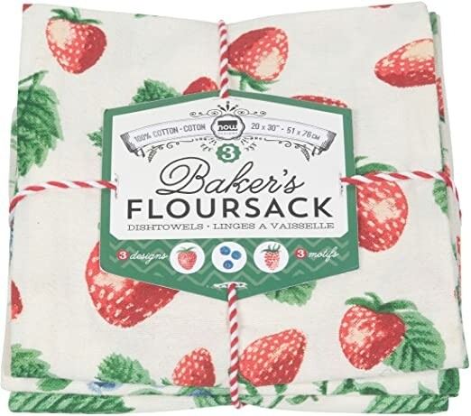 Now Designs Baker's Floursack Dishtowels (Set of 3) - Berry Patch