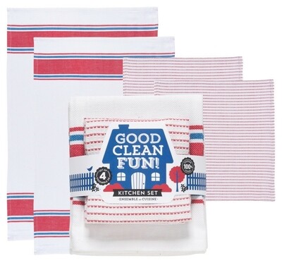 Now Designs Kitchen Set | Good Clean Fun Red/Blue (4pc)