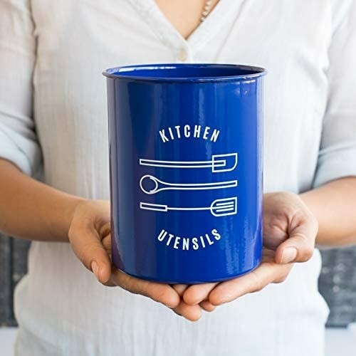 Now Designs Metal Kitchen Utensil Crock | Navy