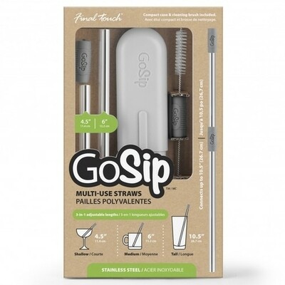 Final Touch GoSip Multi-Use Straws | Grey/Stainless Steel