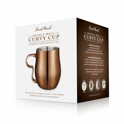 Final Touch | Double-Wall 17oz Curvy Cup - Brushed Burnt Copper