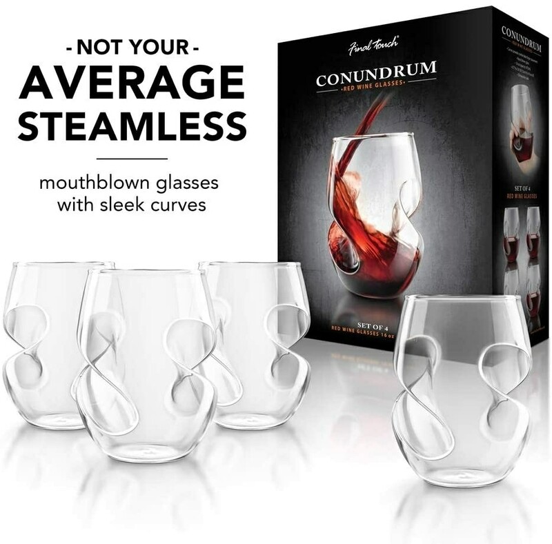 Final Touch | Conundrum Stemless Red Wine Glasses (Set of 4)