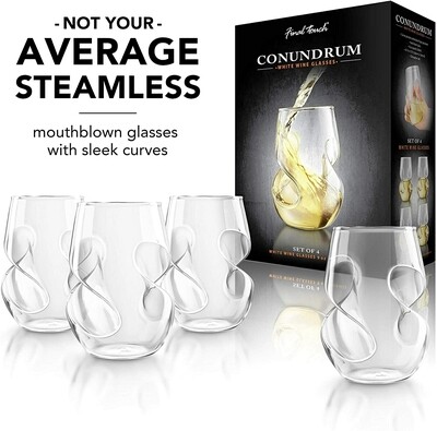 Final Touch | Conundrum Stemless White Wine Glasses (Set of 4)