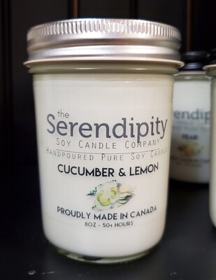 Serendipity 8 oz Soy Candle Jar | Cucumber & Lemon