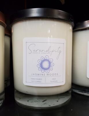 Serendipity 12 oz Soy Candle Jar | Jasmine Woods