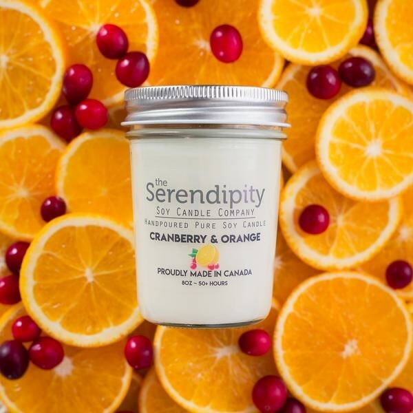 Serendipity 8 oz Soy Candle Jar | Cranberry & Orange