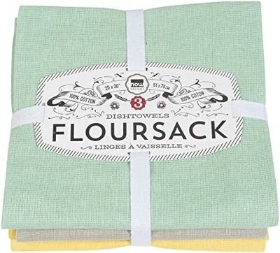 Now Designs Floursack Dishtowels (Set of 3) - Jade/Moonstruck/Zest