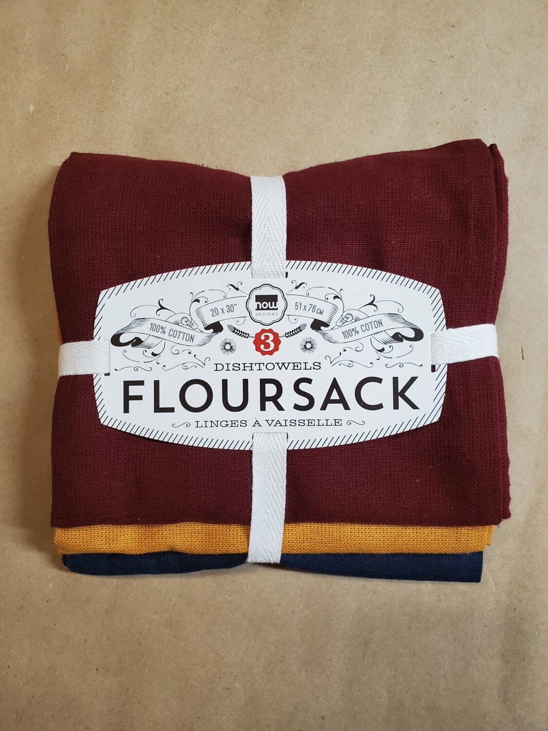 Now Designs Floursack Dishtowels (Set of 3) - Wine/Maize/Midnight